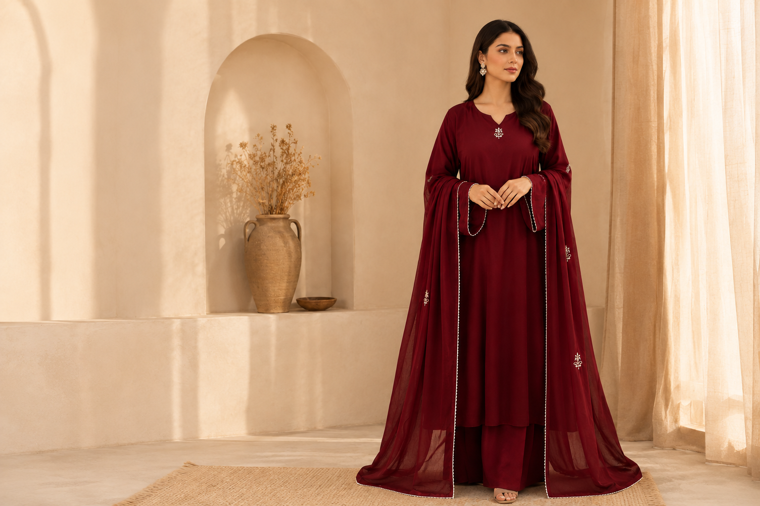 Mehr Blush fully stitched Pakistani ladies suit
