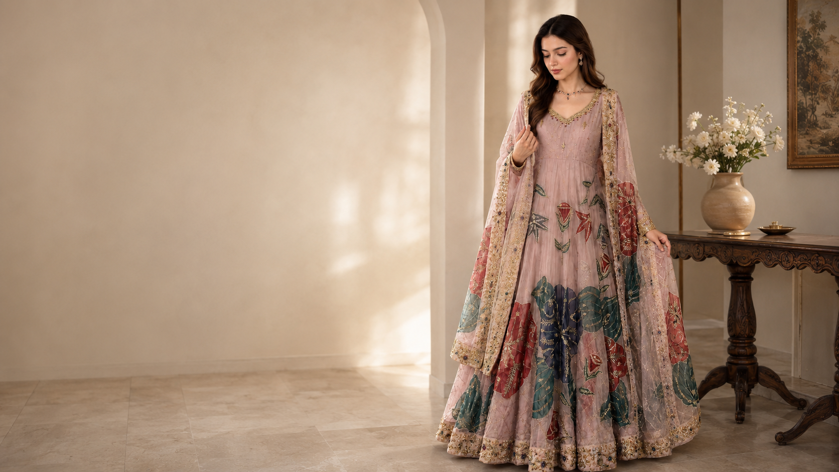 Mehr Blush stitched suit