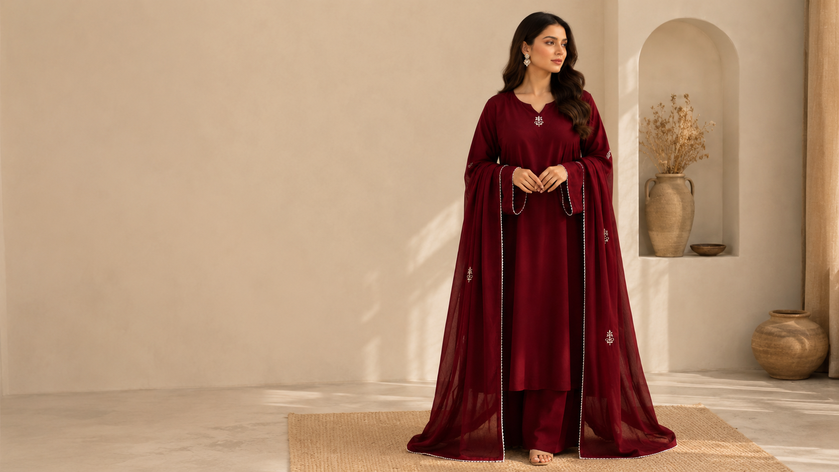 Noor Ivory stitched suit